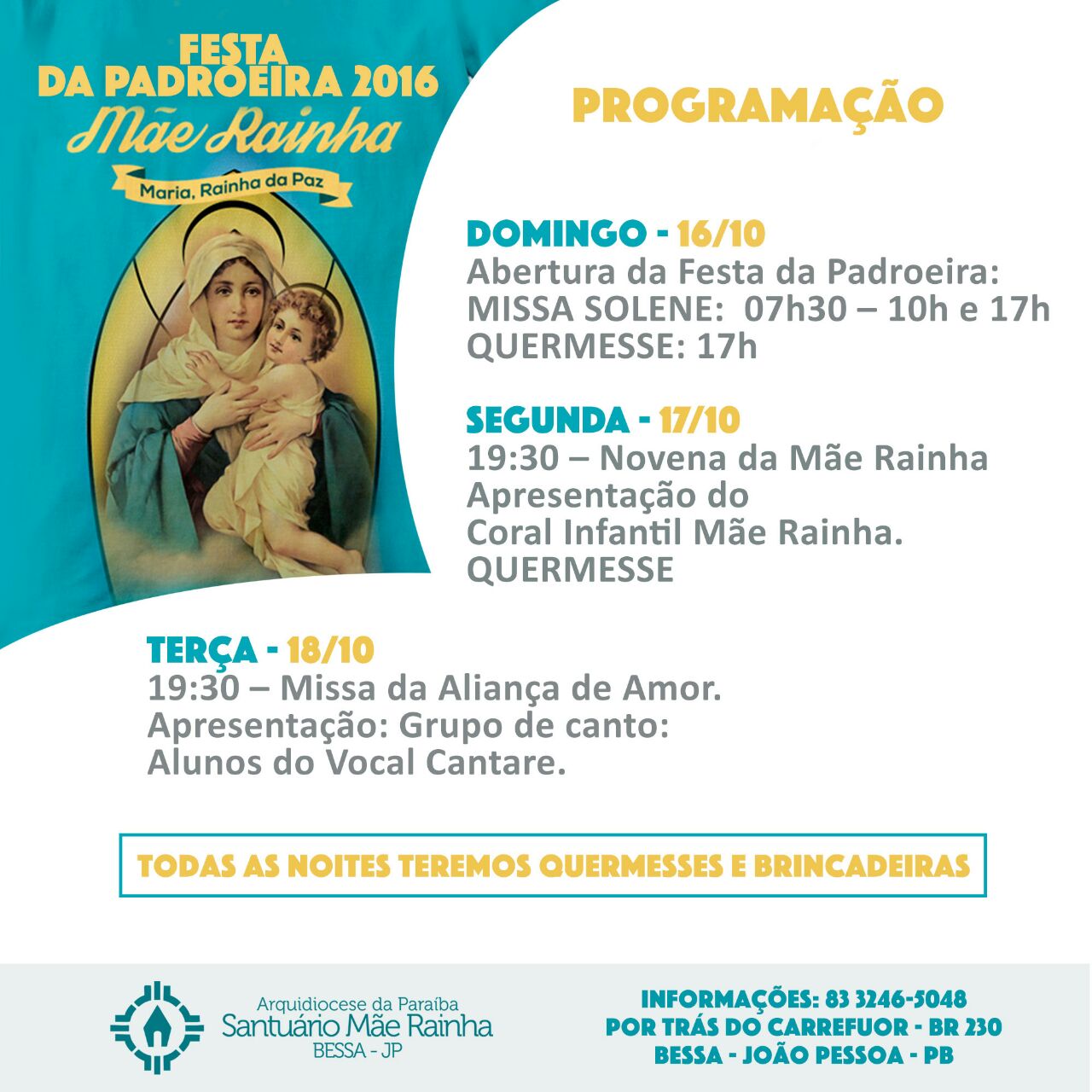 Festa da Padroeira do SantuÃ¡rio MÃ£e Rainha